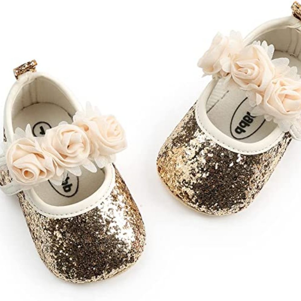 Gold Baby Girl Shoes Outfit Birthday Wedding Flower Girl Christmas New Year
